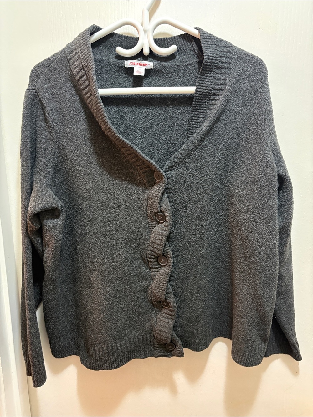 Joe Fresh Dark Gray Button-Front Women's Cardigan Sweater